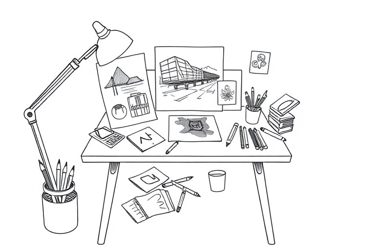 Creative workspace illustration